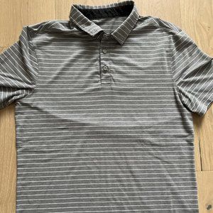 Lululemon - Evolution Polo - Large - Bunker Stripe / Heathered White Heathered